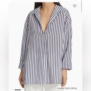 Vince blue white coast coastal striped shirt collared oversized xs